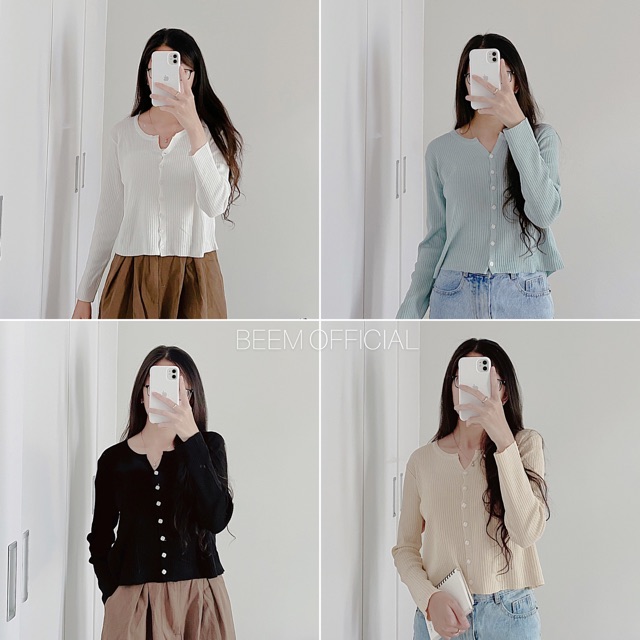 Cardigan mỏng tăm cúc vuông nhí | BigBuy360 - bigbuy360.vn