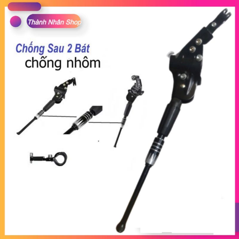 Chân chống xe đạp 2 Bát , chân chống Nhôm đa năng tăng chỉnh 24"- 26"- 28"