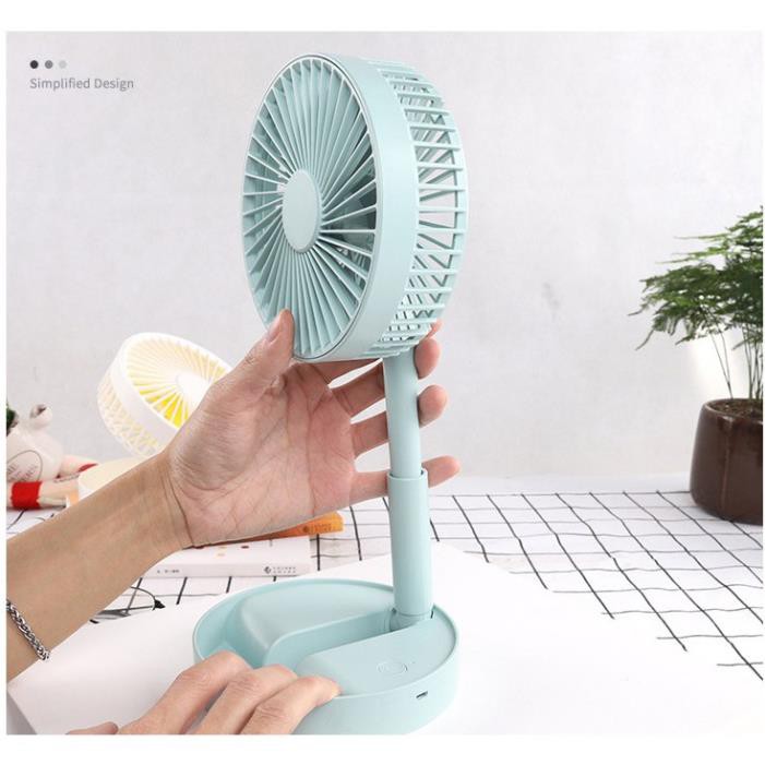 [Mã ELHA22 giảm 5% đơn 300K] Quạt mini cầm tay sạc điện để bàn gấp gọn 3 tốc độ, cổng USB, xoay 180 độ