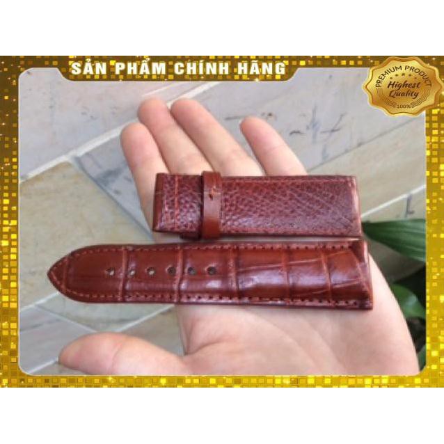 Thẻ BH 12 Tháng -  Dây ĐH 2 Mặt Da Cá Sấu Màu Nâu Size 24 . Hàng Cao Cấp, xịn, Rẻ, Đẹp