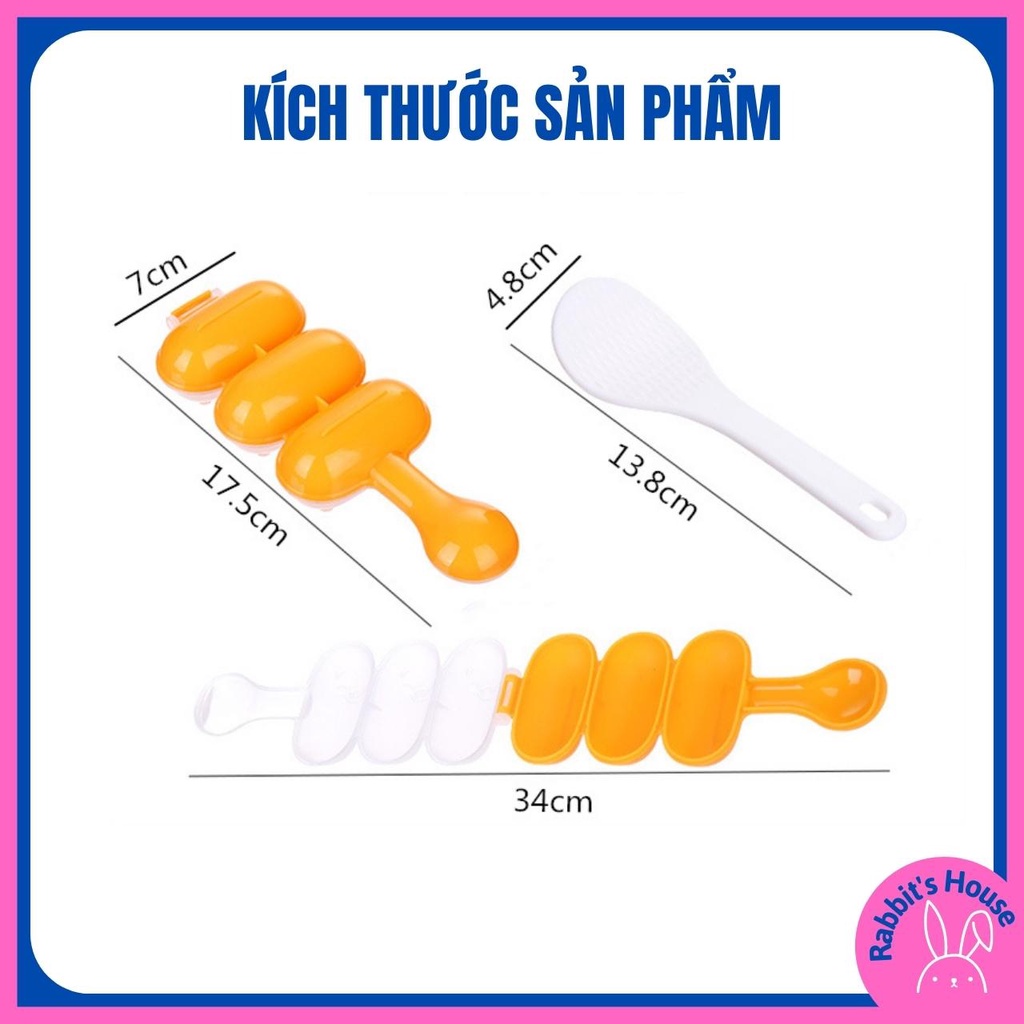 [Tặng kèm thìa ] Khuôn Lắc Cơm Tạo Hình Cơm Nắm Cho Bé Ăn Dặm, Khuôn Làm Cơm Nắm Bento