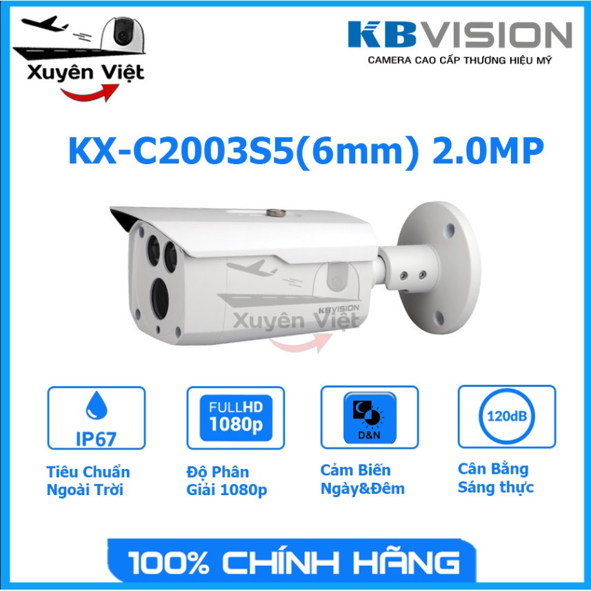 Camera KBVISION KX-C2003S5  2.0MP - Hồng Ngoại 80m,Hồng Ngoại Thông Minh Tự Điều Chỉnh Độ Sáng