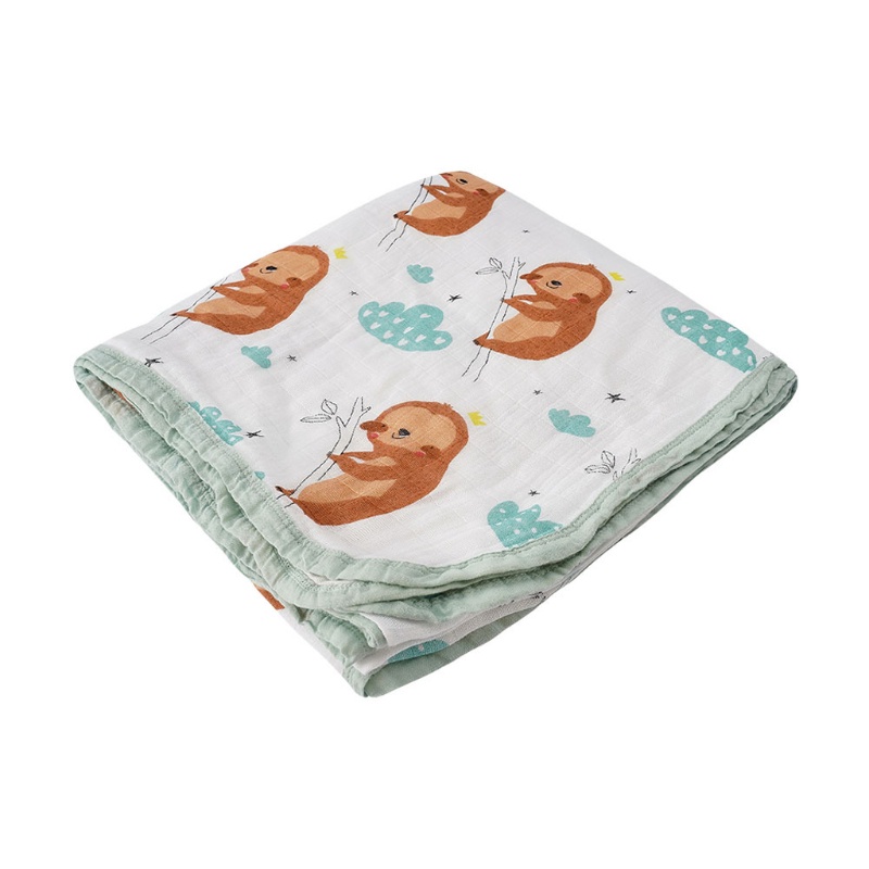 Chăn Quấn 120x120cm Bằng Cotton Tre Họa Tiết Cầu Vồng Cho Bé