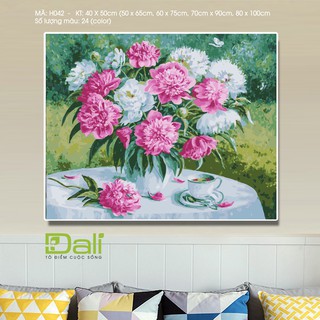 Tranh treo tường tự tô màu số hóa DALI Tranh Hoa Mẫu Đơn H042