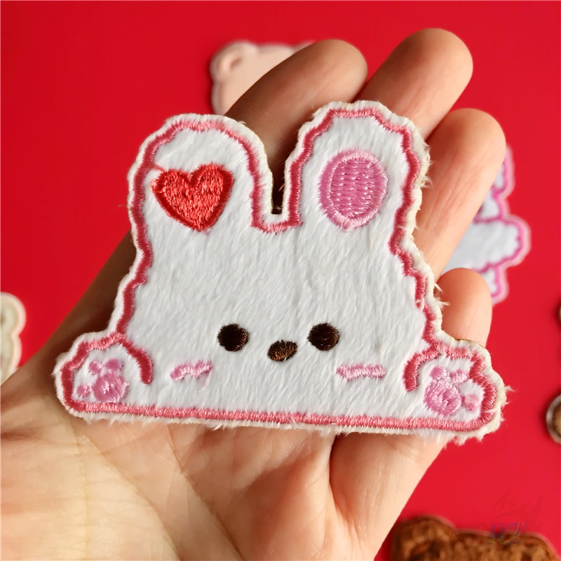 1 miếng dán ủi quần áo hình gấu/thỏ/thỏ/thỏ hoạt hình dễ thương DIY