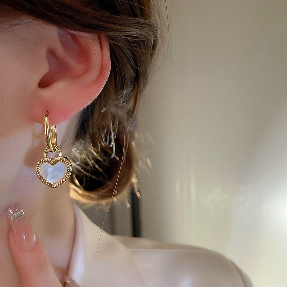 BACK2LIFE Bông Tai Hình Trái Tim Hai Mặt Thanh Lịch Thời Trang Cho Nữ