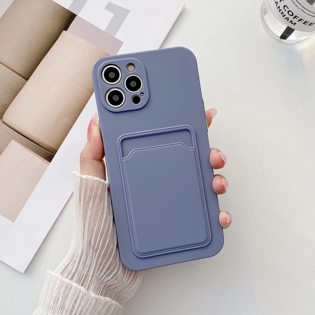 Ốp Điện Thoại Silicone Mềm Chống Sốc Kèm Ngăn Đựng Thẻ Cho iPhone 14 13 pro max 14 plus