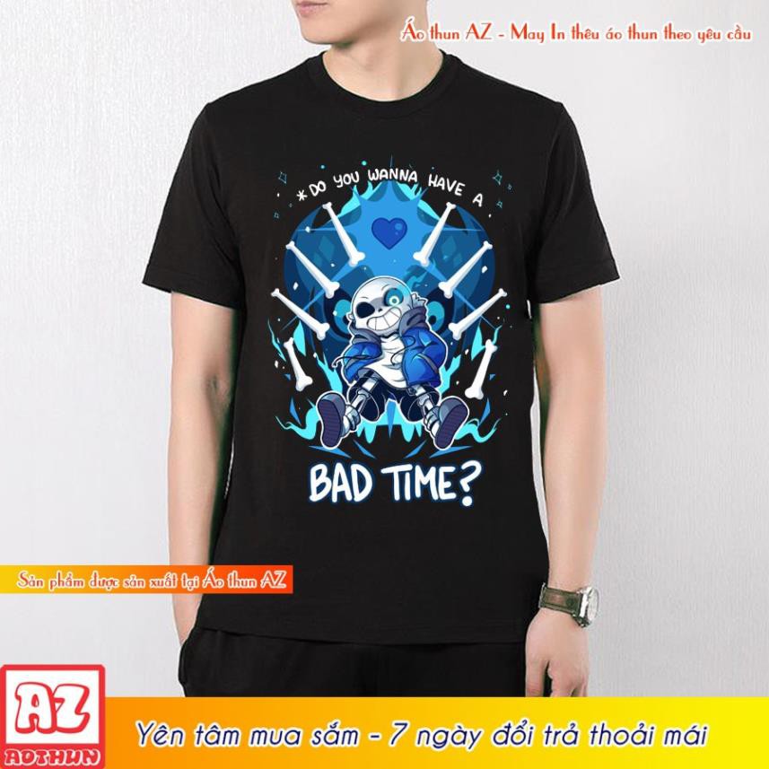 Áo thun game Undertale Sans chibi bad time màu đen - Có size trẻ em M2812 / limited