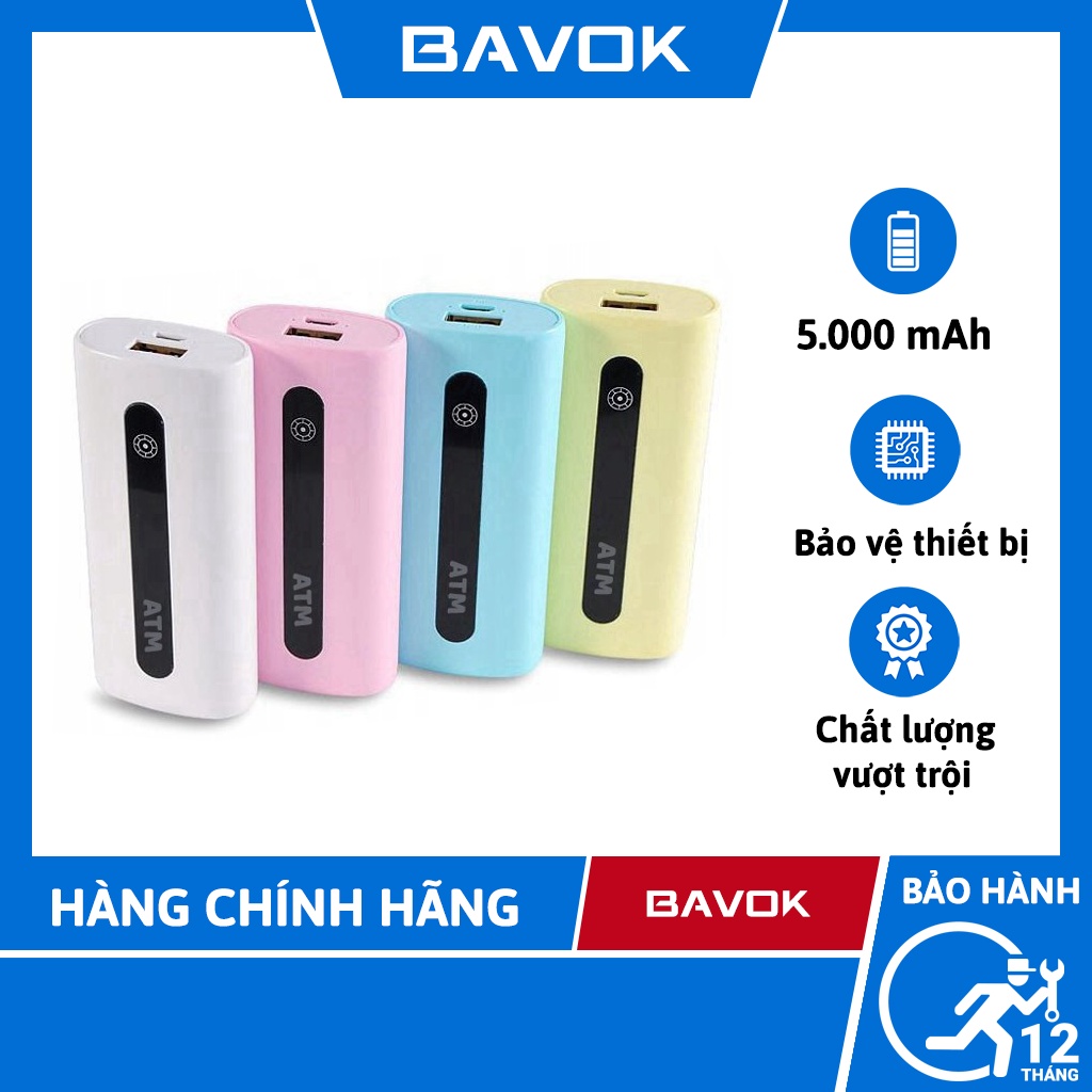 Sạc Dự Phòng Mini ATM 5000 mAh - bavok