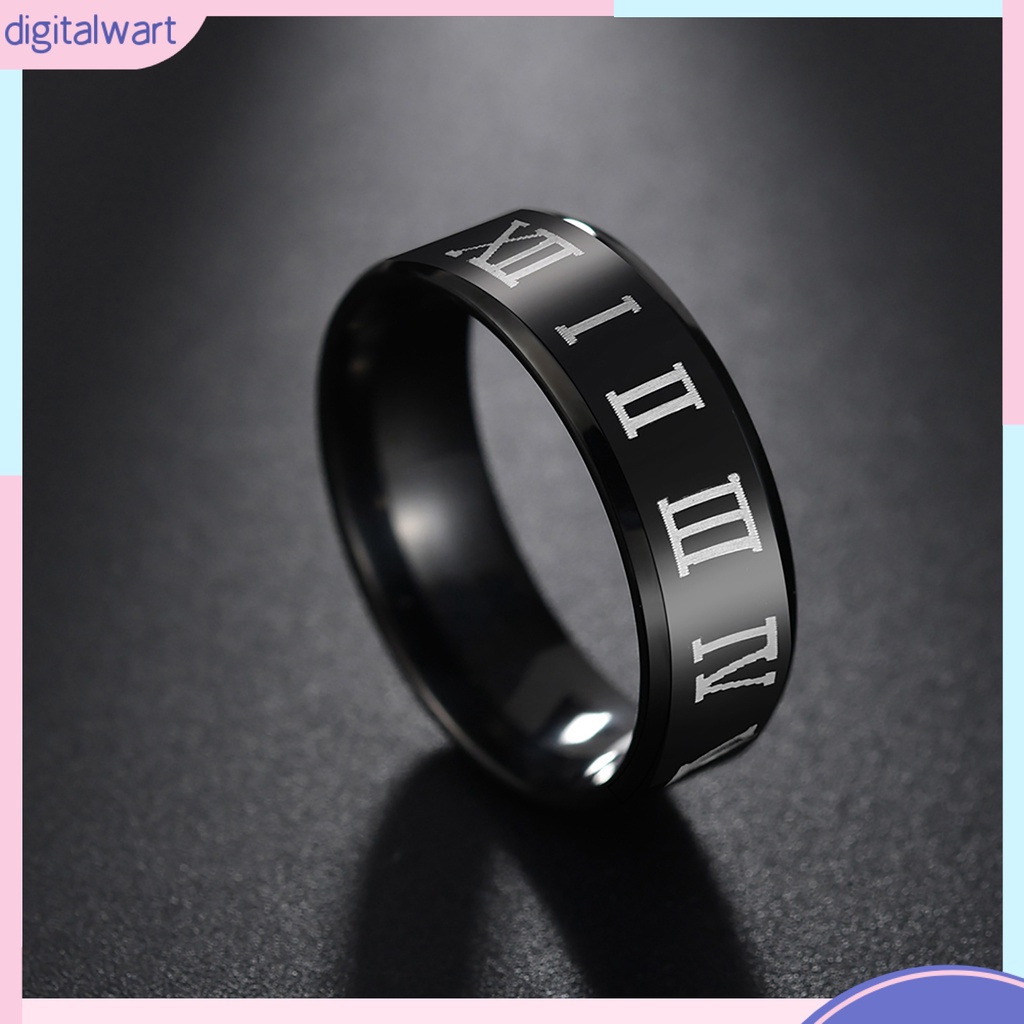 Nhẫn thép không gỉ họa tiết số la mã thời trang
