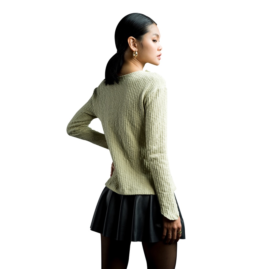 Là min - Áo Knit Cardigan With Asymmetrical Button