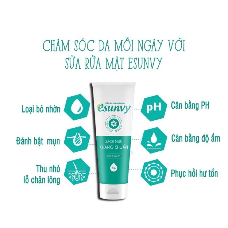 ✅Sữa rửa mặt ngăn ngừa mụn Esunvy⚡️hoàntoàn thảo dược không kích ứng da⚡️sạch mụn,hết sẹo,mờ thâm cho làn da sáng bónggg