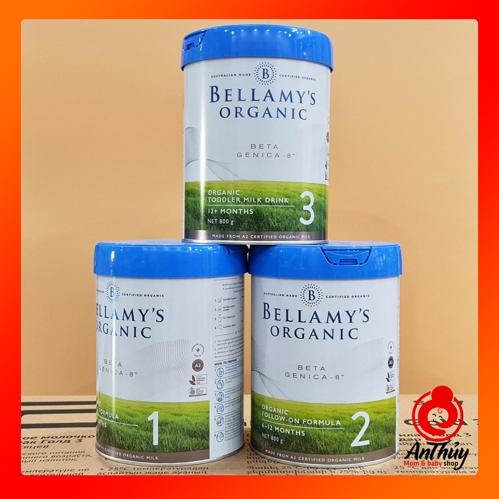 Sữa Bellamy’s Organic Beta Genica-8″ Úc 800g số 1,2,3