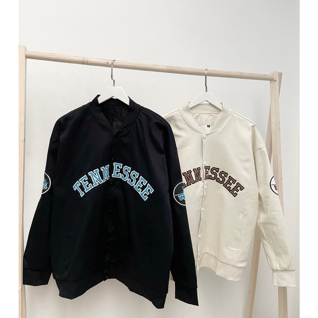Khoác bomber kaki TENNESSEE Boin store áo bomber 2 lớp dày thêu from rộng cho cả nam và nữ unisex _ hình thật
