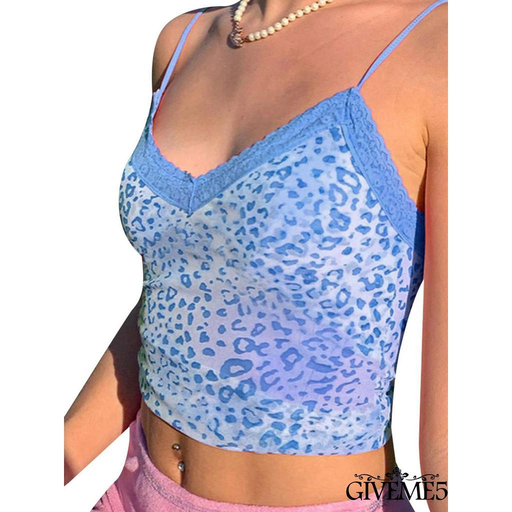 Áo Lửng Hai Dây Cổ Tim Họa Tiết Da Báo Quyến Rũ Dành Cho Nữ