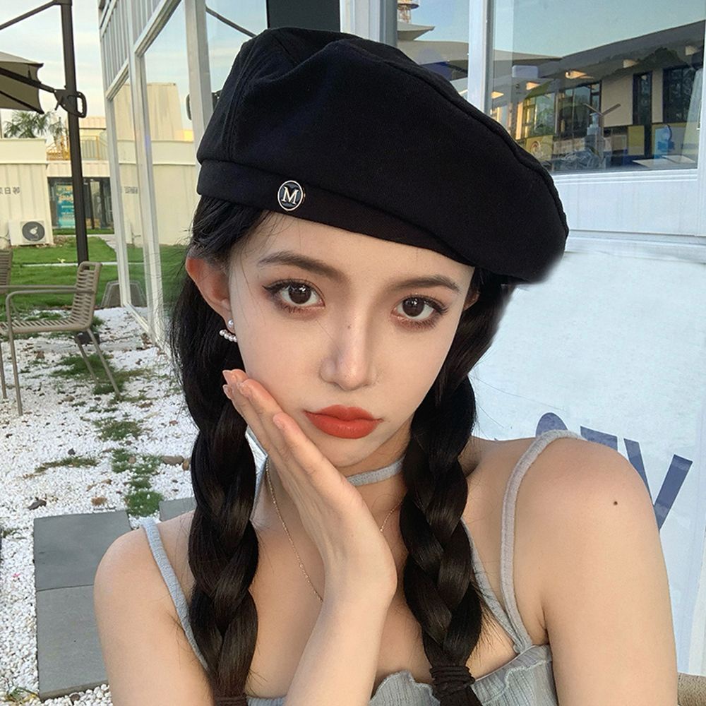MXGOODS Mũ nồi beret vải cotton in chữ/ nhiều màu sắc phong cách cổ điển Anh Quốc thời trang thu đông cho nữ