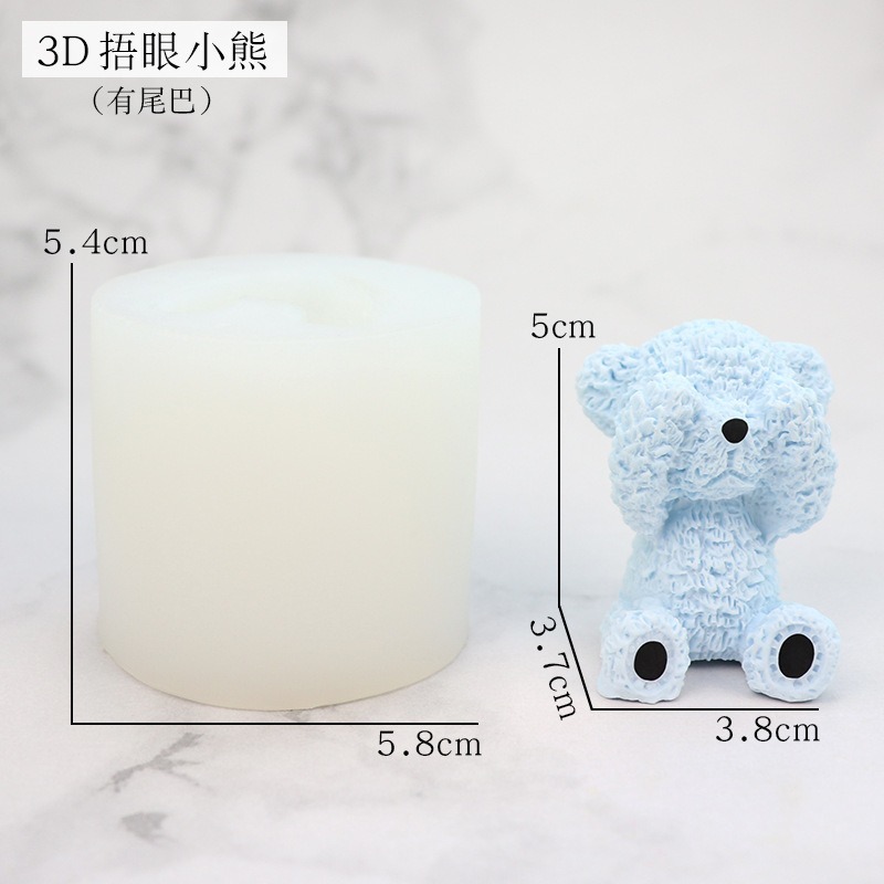 Khuôn Silicon Làm Bánh Hình Gấu Dễ Thương Có Hương Thơm Che Mắt Miệng Và Tai DIY