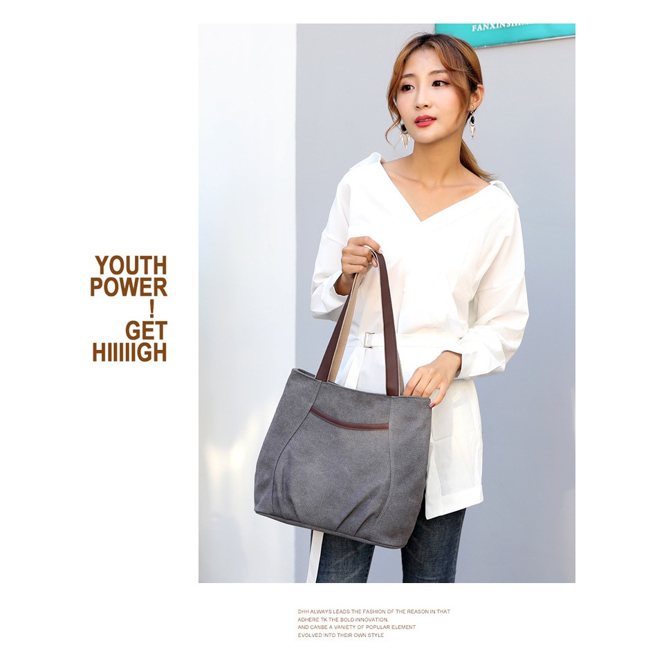 Túi Tote canvas vintage nữ cao cấp – KVKY – 1396