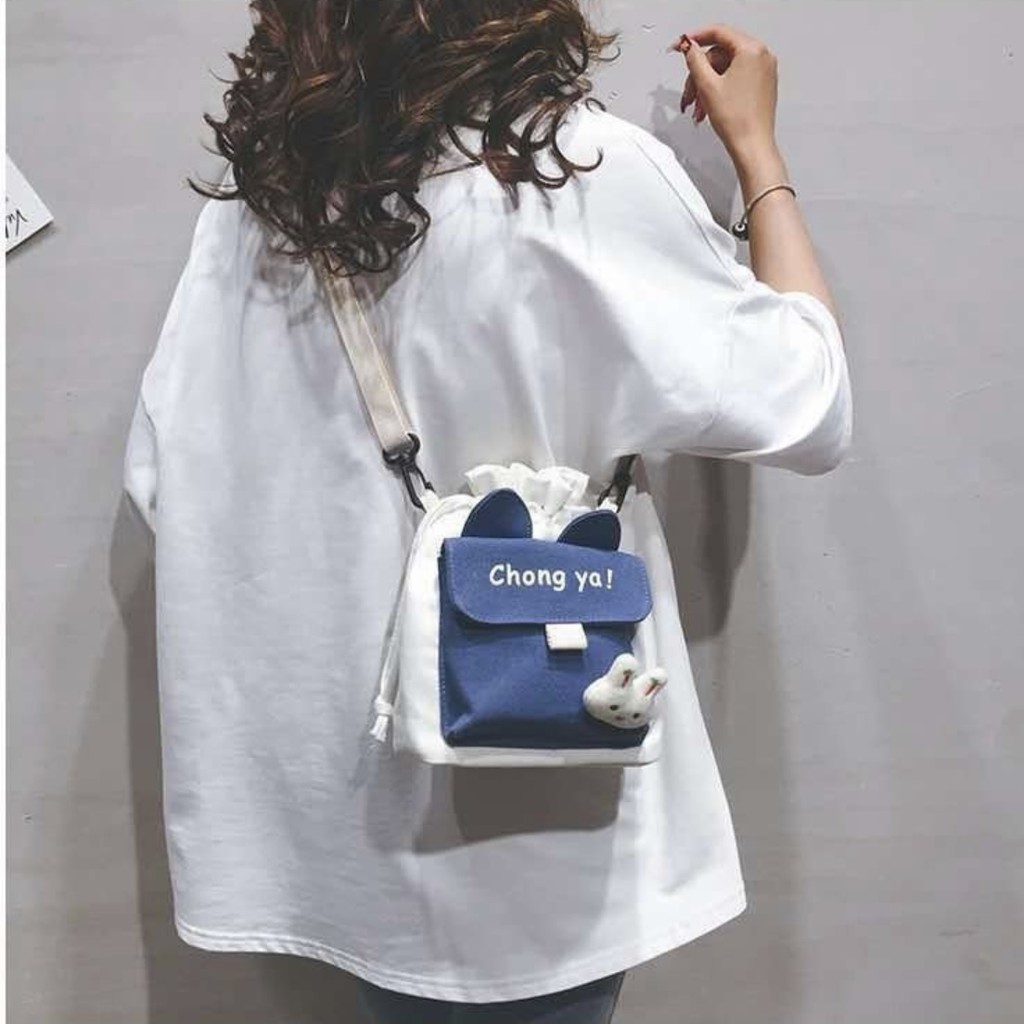 Túi đeo chéo vải Canves phong cách Nhật bản trẻ trung