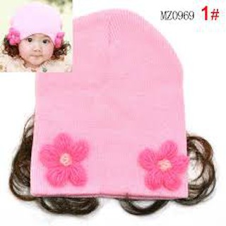 Mũ len tóc giả đáng yêu cho bé