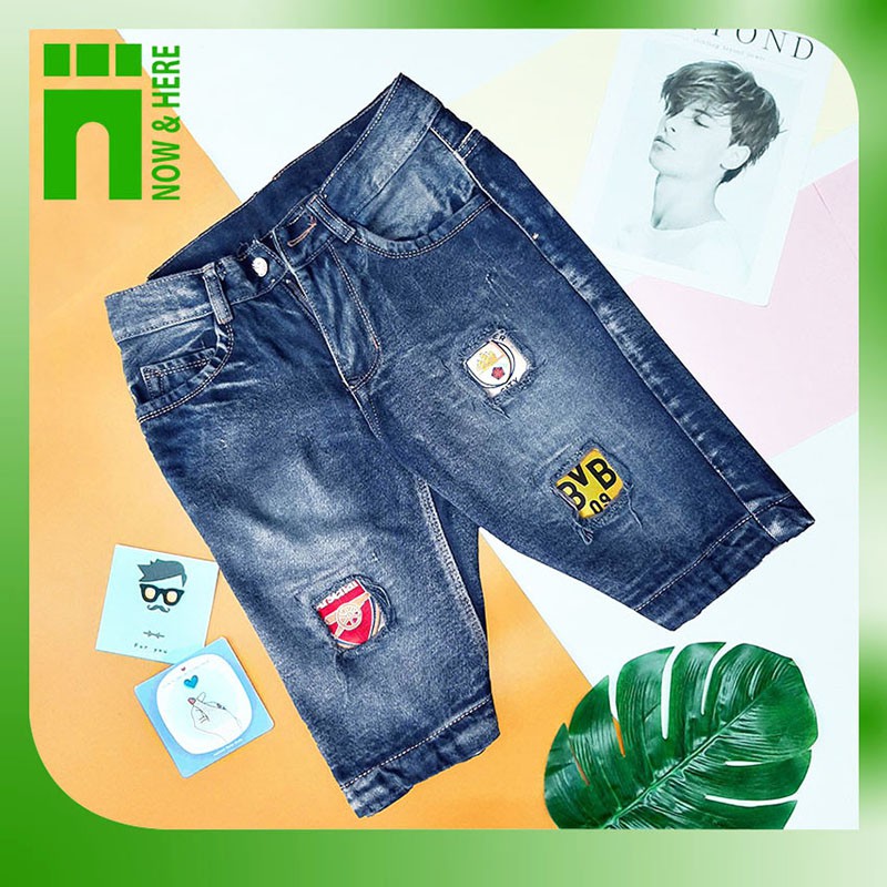 Quần short jean nam phối hình đẹp, quần ngố nam có size đến 80kg - NH Shop