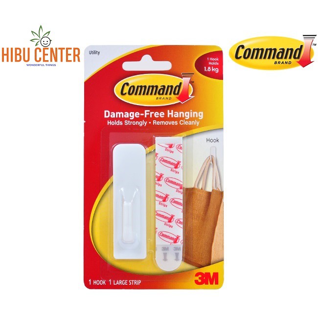 Combo 2 Móc Dán Tường Vuông 1.8kg Vỉ 1 Cái Command 3M 17503 – Siêu Dính, Bền Chắc, Dễ Dàng Tháo Gỡ - Hàng Chính Hãng