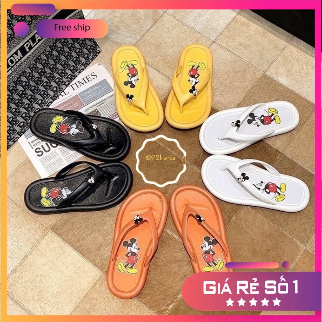 Dép kẹp Ulzzang Mickey dễ thương siêu êm chân hàng nhập khẩu | BigBuy360 - bigbuy360.vn