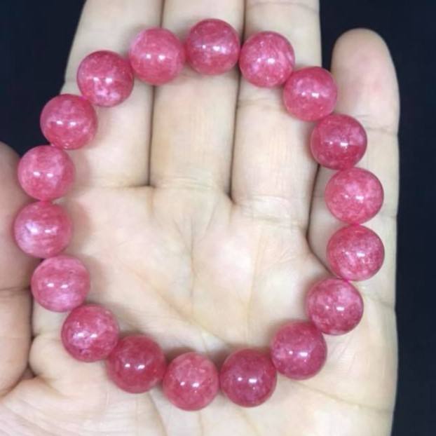 VÒNG TAY ĐÁ PHONG THỦY MAY MẮN -MẦU HỒNG RUBY- 10LY