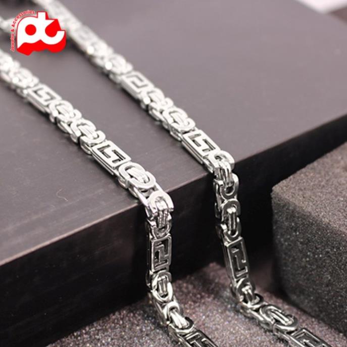 Dây chuyền xoắn nam titan cao cấp đẹp sang trọng thép không gỉ PT JEWELRY kích cỡ 8mm màu trắng PTDCNA44