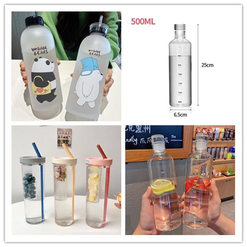 Bình Đựng Nước Trong Suốt Chống Rò Rỉ Dung Tích 500-1000ml