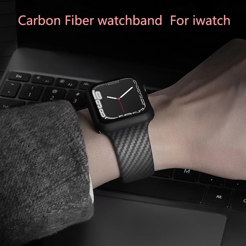 Dây Đeo Đồng Hồ Apple Watch Series 3 5 6 SE 7 / 1 Bằng Sợi Carbon