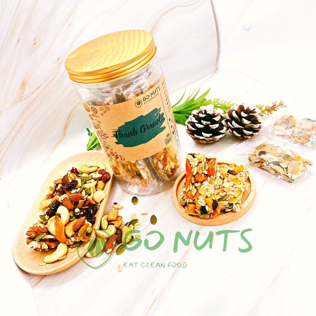 Thanh Granola GO NUTS Granola bar Thanh hạt dinh dưỡng mix Bánh ngũ cốc ăn kiêng hỗ trợ giảm cân bánh healthy thuần chay