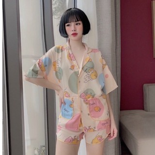 Bộ Mặc Nhà Pizama Đùi Lụa Mango Freesize