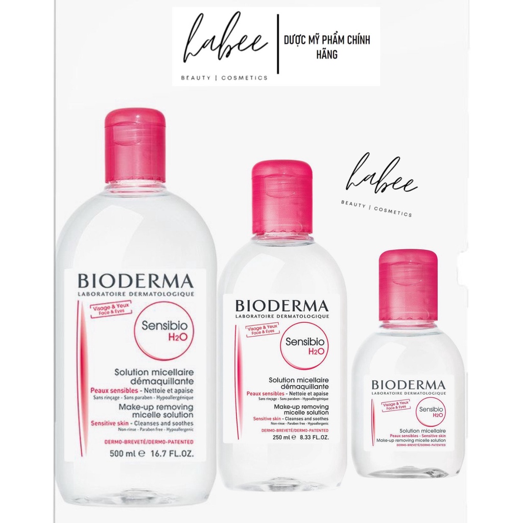 Dung dịch làm sạch và tẩy trang công nghệ Micellar Bioderma Sensibio H2O 500ml 250ml 100ml