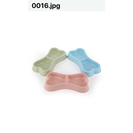 Bát cho chó mèo, bát nhựa đôi hình xương cho thú cưng -Luxstore