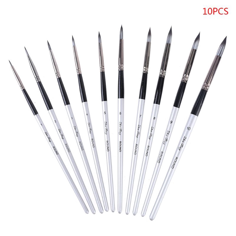 Set 10 cọ vẽ tranh cán dài chuyên nghiệp tiện lợi