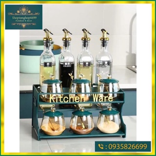 (Có sẵn ) Bộ hũ gia vị kitchen ware thuỷ tinh cao cấp