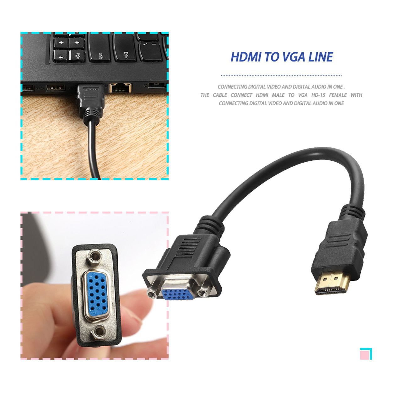 Cáp Chuyển Đổi Hdmi Sang Vga D-sub 15 Pin Cho Hdtv