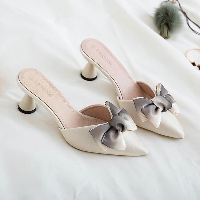 Guốc nơ lụa satin