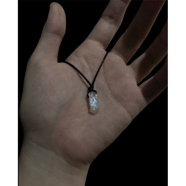 [handmade][necklace] raw rainbow moonstone necklace - dây chuyền basic đá rainbow moonstone