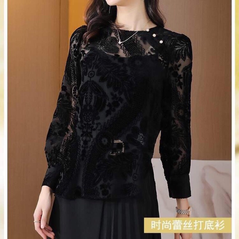 Áo sơ mi ren lụa nữ cao cấp kiểu dáng sang trọng QCNP3913