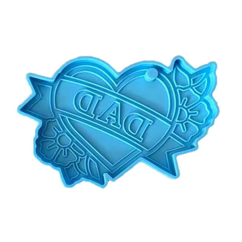✿ Khuôn Silicone Bóng Hình Trái Tim In Chữ Mom Dad Làm Đồ Trang Sức Thủ Công DIY