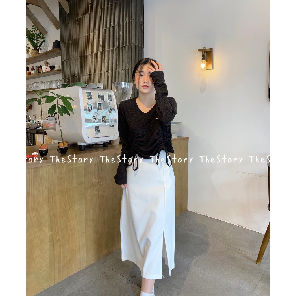 [STR] [ẢNH THẬT SHOP CHỤP] Áo tay dài rút dây, logo đính ngực A2203