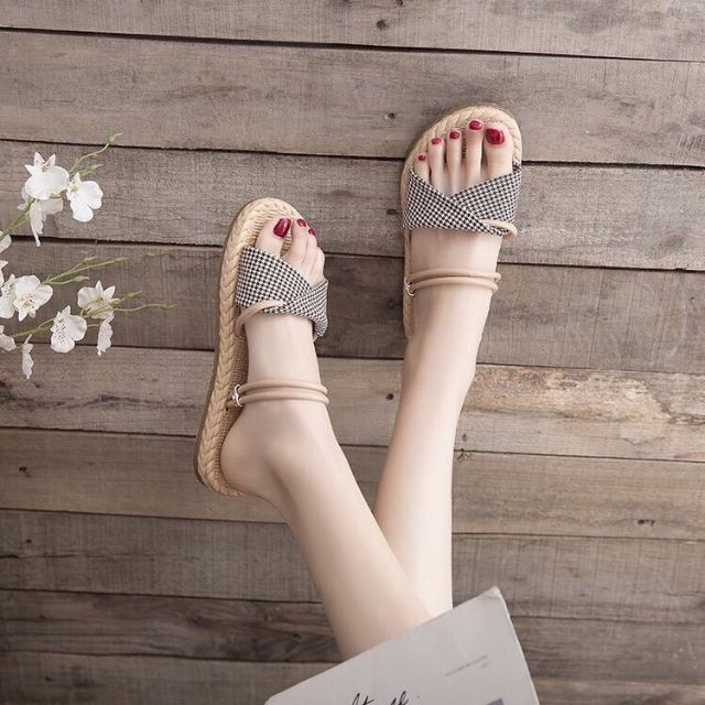Giày đế cói đi 2 kiểu siêu nhẹ hàng QC