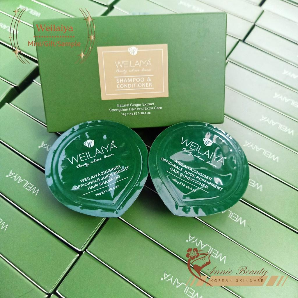 Dầu gội Weilaiya, dầu xả gừng giảm gàu, gãy rụng và kích thích mọc tóc, kiểm soát dầu giúp tóc suôn mượt, không bết dính