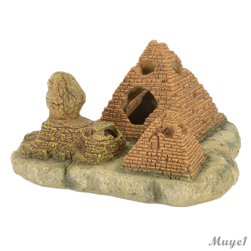 Artificial Aquarium Fish Tank House Pyramid Sphinx Model Decor Resin Craft