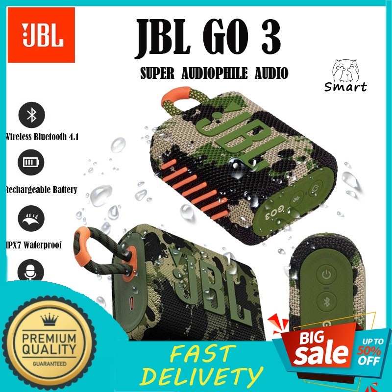 Loa Nghe Nhạc Không Dây bluetooth 5.1 3D Chống Nước Thể Thao Ngoài Trời 5 Giờ Jbl GO3