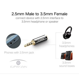 JACK CHUYỂN 3.5MM FEMALE SANG 2.5MM MALE CHÍNH HÃNG UGREEN