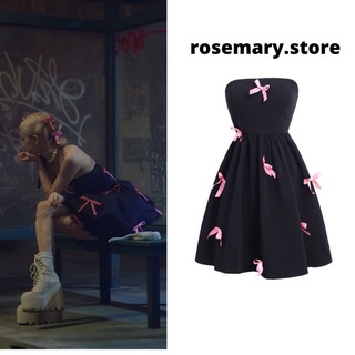 Váy thắt nơ đen hồng Rose Blackpink