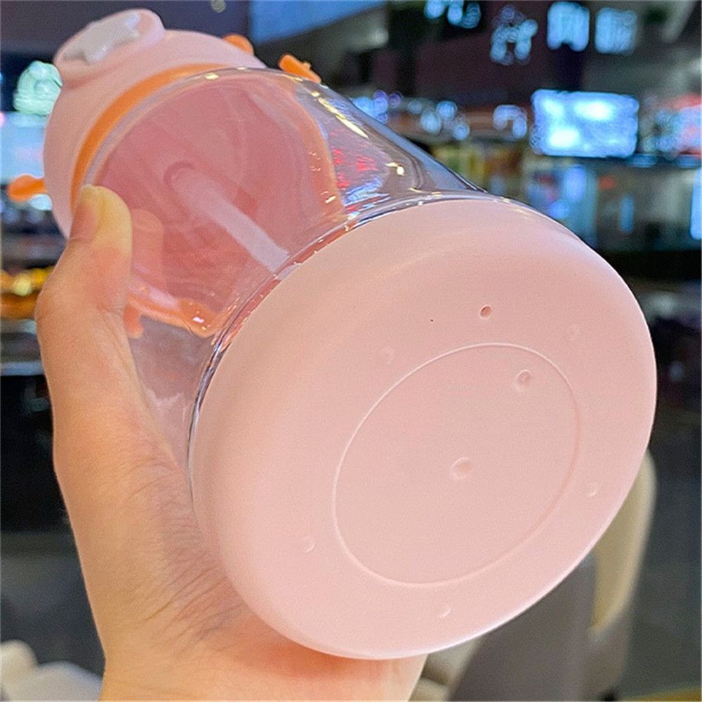 Bình nước cho bé có ống hút 550ml, hình tai hươu dễ thương